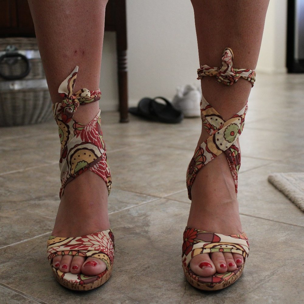 Nine West Multi-color Lace up Wedges